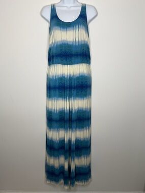 Tart Blue Tie Dye Ikat Maxi Dress